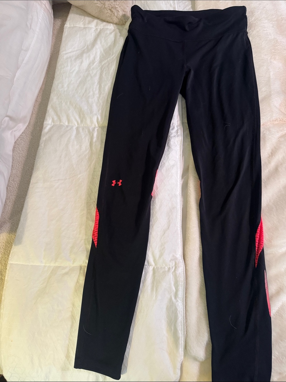 Under Armour Black Leggings with Pink Accent Logos